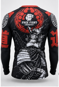 Free Fight Industry Men's Short Sleeve Rash Guard <b>Compression</b> <b>Shirt</b> Quick Dry <b>Black</b> Red Sublimation Print Front Logo - Product Image 4