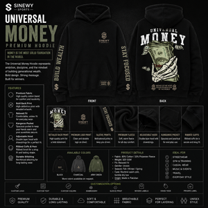 Sudadera con Capucha Universal Money Skeleton Hand para Hombre, Básica, Negra y Gris, 50% Algodón, 50% Poliéster, Antibacteriana - Product Image 6