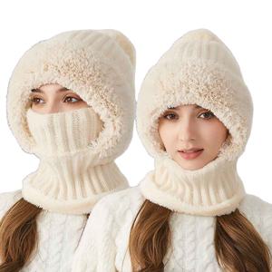 Exceptional <b>Women</b> Winter Balaclava <b>Hats</b> One Piece Slouchy Beanie Scarf Mask Warm <b>Fur</b> Hooded Balaclava Pullover Knitted Cap - Product Image 4