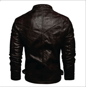 100% Genuine <b>Leather</b> Canvas Stand Collar Custom Loose Fit Breathable Outerwear <b>Long</b> Sleeve Fashion Winter <b>Jacket</b> for Adults - Product Image 2