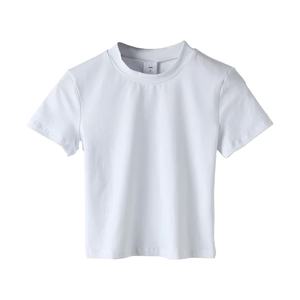 Camisetas en blanco de algodón 100% de alta calidad para mujer, camisetas con logotipo personalizado para mujer, camisetas con cuello redondo, camisetas Unisex - Product Image 1