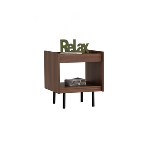 Industrial Metal Frame DENVER Side <b>Table</b> <b>Walnut</b> colour Top Made in Malaysia for Urban Lounge Modern Bedroom Bedside Nightstand - Product Image 2