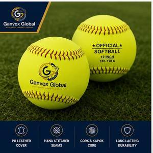 Pelota de Entrenamiento de Softbol Ganvox Global de 10-14.9 Pulgadas, Ligera, Rellena de Corcho, PU Amarillo de Alta Visibilidad, Cosida a Mano - Product Image 4