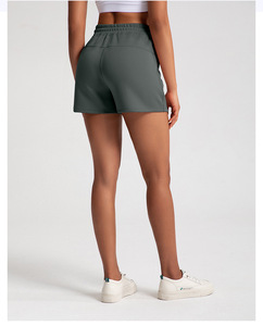 Custom Logo Summer Casual <b>Drawstring</b> Spandex/Polyester Solid Blank Fleece Sports Running Jogger Workout High Sweat Shorts Women - Product Image 2