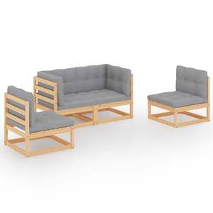 Conjunto Modular Grande de Madera de Pino Maciza Marrón para Jardín, Sofás de Jardín - Product Image 2