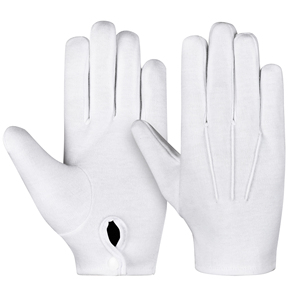 Gants de parade en coton blanc, gants d'inspection formels pour hommes et femmes, gants d'uniforme pour fanfare et garde d'honneur avec bouton-pression - Product Image 1