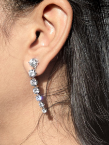 Pendientes de Diamantes en Oro Blanco de 14K y 18K, Diamantes Cultivados en Laboratorio, Corte Redondo, Pendientes Colgantes para Mujer, Elegantes, Regalo de Boda, Joyería Fina de Lujo - Product Image 4