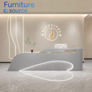 Elegante Escritorio de recepción de melamina MDF del fabricante de confianza Solución de almacenamiento de entrada de oficina corporativa duradera Hecho en Vietnam - Product Image 1