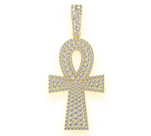 Collar de Lujo Hip Hop con Colgante Cruz Ankh Iced Out, Acabado en Oro Blanco, Moissanita VVS, Símbolo Egipcio, Joyería para Hombre - Product Image 1