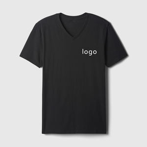 เสื้อยืดคอกว้าง แขนสั้น ผู้ชาย ผ้าฝ้าย 100% ทรงหลวม สีพื้น ผ้าเจอร์ซีย์ถัก สวมใส่สบาย โลโก้ด้านหน้า ไม่หดตัว - Product Image 2