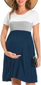Nuevo Diseño, Vestido de Maternidad y Lactancia Moderno y Personalizado para Mujer, con Bloques de Color, Elegante, Transpirable, de Venta Caliente, Vestido Formal para Amamantar - Product Image 3