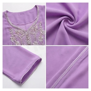 Women's 100% Silk <b>Chiffon</b> Abaya Long Floral Print Elegant Muslim Dress with <b>Scarf</b> Multi-Functional All Seasons Daily Wear - Product Image 5