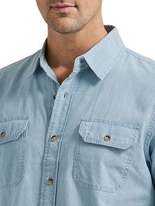 Camisa de Mezclilla para Hombre, Lavado Oscuro, Estilo Casual Elegante, Manga Larga, Cierre de Botones, Ligera, Cómoda, para Oficina y Uso Diario - Product Image 2
