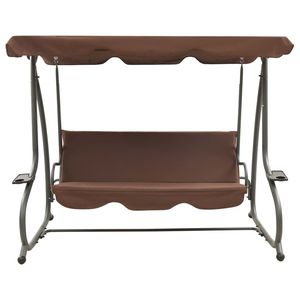 Panca a Dondolo da Giardino in Tessuto Rivestito in PVC e Acciaio Verniciato a Polvere per Caffè e Relax - Product Image 2