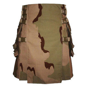 Kilt de randonnée camouflage désert pour homme, 100% coton durable, poches cargo robustes, 2026 - Product Image 1