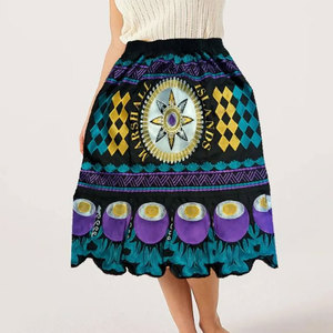 Women Black Embroidered Casual Summer Empire Waist Knee-Length 100% Polyester Breathable Straight <b>Skirt</b> - Product Image 5