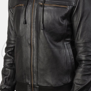 Premium Men’s Nappa Leather MA-1 Flight <b>Jacket</b> Custom Ribbed Trim <b>Pilot</b> Bomber Wholesale Genuine Leather Urban Coat - Product Image 3