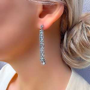 Boucles d'oreilles pendantes en argent sterling avec 10 pierres de topaze bleu ciel, bijoux élégants en pierres précieuses bleues, cadeau pour femmes - Product Image 3