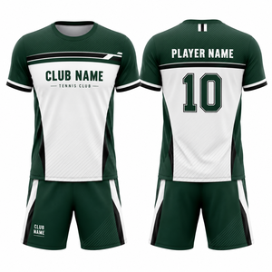 Conjunto de Tenis Unisex con Cuello en V, Bloques de Color, Estampado por Sublimación, Secado Rápido, Transpirable, Pantalones Cortos de Poliéster con Cintura Elástica y Logotipo Deportivo del Club - Product Image 1