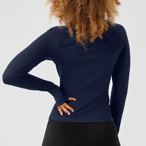 Women Nylon Seamless Sports Jacket High Elastic Zip up Jacket <b>Long</b> <b>Sleeve</b> Tight-fitting Running Fitness Coat Gym Jacket - Product Image 3