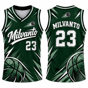 Camiseta de Baloncesto Verde Personalizada de Alta Calidad con Cuello en V, Sublimación en Poliéster, para Hombre, Uniforme Transpirable para Equipo de Baloncesto - Product Image 1
