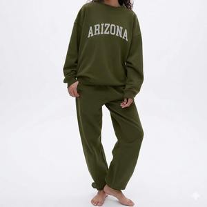Womens <b>White</b> VIRGINIA Graphic Sweatshirt And <b>Jogger</b> Set Premium Heavyweight Fleece Oversized Two Piece Loungewear Outfit - Product Image 2