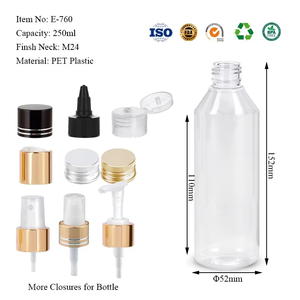 Wholesale 250ml Lotion Skincare Cream PET Plastic Sloping-Shoulder Round 8oz <b>Pump</b> Sprayer <b>Bottle</b> for Custom Cosmetic Packaging - Product Image 6