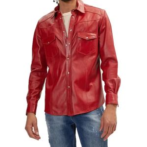 Chemises pour hommes en cuir véritable, style décontracté, fabriquées en usine, nouvelle collection 2026, style streetwear ample, en véritable peau d'agneau respirante - Product Image 1