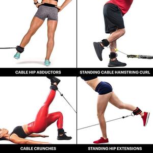 Sangle de cheville réglable pour gym à domicile avec fermeture auto-agrippante, rembourrée en néoprène et élasthanne pour exercices de jambes et entraînement physique - Product Image 2