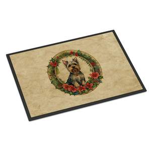 New Silky Terrier Christmas Flowers Doormat Non-Slip <b>Indoor</b> Outdoor 18H X 27W Low Pile Rug for Entryway Washable Front <b>Door</b> <b>Mat</b> - Product Image 1