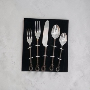 Silver Plated Metal Cutlery Set With Long Handles <b>Mirror</b> Finish Minimalist Design Durable Utensils For Wedding Use - Product Image 1