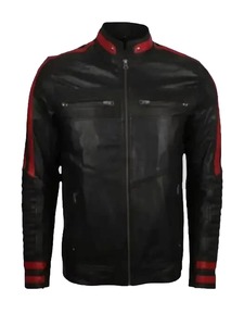 เสื้อแจ็คเก็ตหนังสีแดงและดำสำหรับผู้ชาย Racer Cafe - Product Image 1