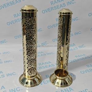 Classic Brass Incense Stick Tower Stand Metal Jali Cut Burner Holder for Home Temple Meditation Aromatherapy <b>Decor</b> Use - Product Image 2