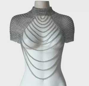 Silver Plated Stainless Steel Chainmail Top Irregular Fashion Armour Costume Jewelry Wearable Art - Product Image 2