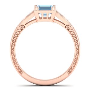 Bague REYES en argent sterling 925 avec moissanite certifiée GRA et pierre précieuse aigue-marine, dernier design, cadeau de mariage, bijoux fins - Product Image 4
