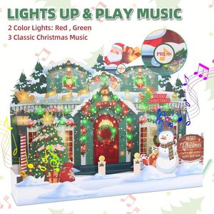 Cartes de vœux de Noël 3D pop-up avec lumières animées musicales, jouent 3 mélodies de Noël, carte cadeau de Noël - Product Image 1