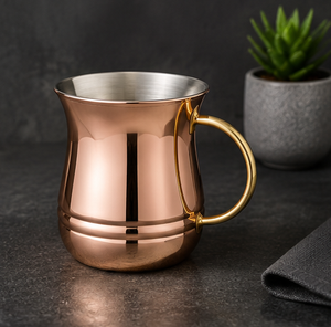 Mug à Moscow Mule en cuivre avec poignée dorée, vaisselle classique, articles de bar pour la maison, design écologique, artisanal, articles de bar traditionnels, cadeau - Product Image 4
