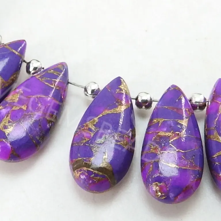 Purple Copper Turquoise Smooth Teardrop Wholesaler Supplies For Making Earrings Handmade Bead