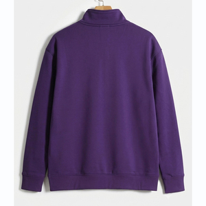 Sweat-shirts à col zippé pour hommes en coton biologique personnalisés, sweat-shirts basiques en coton mélangé respirant de couleur unie pour hommes - Product Image 2