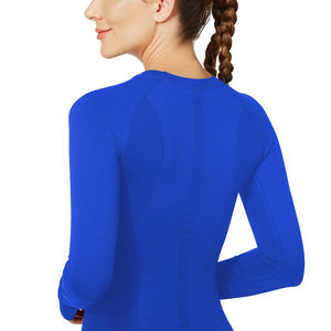 Camiseta de yoga de secado rápido para mujer, ropa deportiva para gimnasio, pilates, yoga, correr, camiseta de yoga de manga larga para mujer - Product Image 2