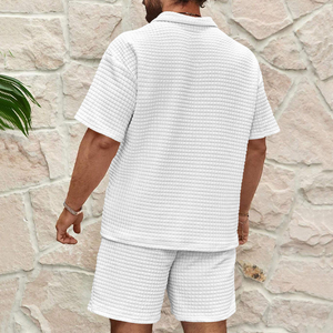 Summer New Men's Casual Breathable Knitted Printed for Sport Set T-<b>shirt</b> Shorts Fashion Comfortable <b>Waffle</b> - Product Image 4