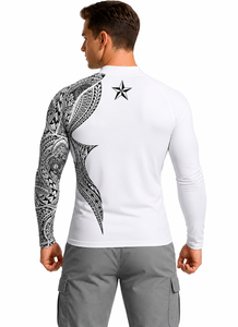 Camiseta de Compresión de Alta Calidad para Hombre, Secado Rápido, Personalizable con Logotipo, Sublimación, Mangas en Contraste, Cuello Redondo, Protección UV, para Gimnasio y Entrenamiento - Product Image 4