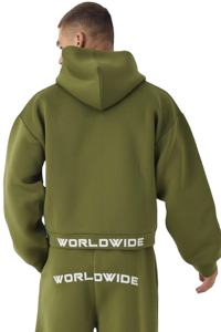 Customized High Quality Men's Zipper <b>Hoodie</b> Tracksuits <b>Oversized</b> Drop Shoulder With Baggy Trouser 100% Cotton <b>Fleece</b> For Winter - Product Image 6