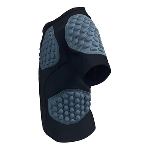 Padded Compression Shirt Black Short Sleeve Zipper Front Unisex Football Protective Gear Fitted Neoprene Adult Apparel - Product Image 3