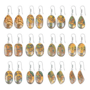Sabalgarh Marble (Fruit Jasper) Cute Party Silver-Plated Handmade Charm Earrings Natural Stone Jewelry Wholesale - Product Image 1