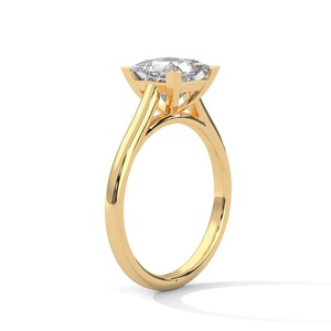 14K Gold 1 CT Princess Cut Lab Grown Diamond Prong Setting <b>Solitaire</b> Engagement <b>Ring</b> Yellow Gold Luxury Classic Jewelry - Product Image 4