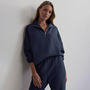 Sudadera de alta calidad nueva para mujer, de otoño/invierno, con media cremallera, cálida, de forro polar, larga, informal, para hacer ejercicio, tallas grandes - Product Image 2