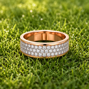 Bague d'éternité de luxe personnalisée en or massif 14 carats SHRAMAN DIAMOND, tendance, avec pavé de moissanite originale pour femme, idéale pour mariage et anniversaire - Product Image 5
