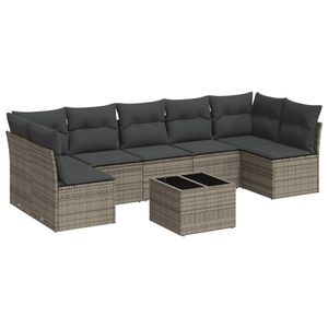 Ensemble de canapés de jardin en rotin PE gris 6 places avec pieds réglables, mobilier d'extérieur au design contemporain - Product Image 2