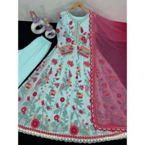 Conjunto de traje de fiesta para mujer de diseñador con trabajo de secuencia - Product Image 6